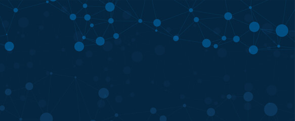 Abstract data network background with connected dots and lines on dark blue tone, suitable for tech concepts
