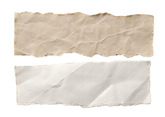 Fototapeta premium Two torn paper pieces, brown and white, isolated on transparent background
