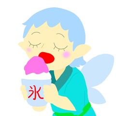 かき氷を食べる妖精