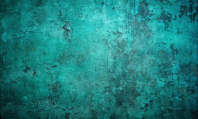 Blue green grunge background. Dark abstract rough background. Toned concrete wall texture. Combination of teal color and grunge texture.