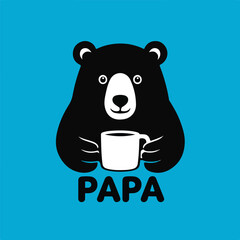 Friendly Black Bear Holding Coffee Mug Illustration Mug.eps