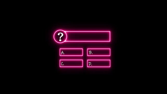 Multiple choice question icon animation. MCQ question, Quiz icon animation. question template animation with black background.