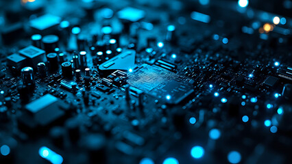 Futuristic Circuit Board | Blue Tech Electronics Digital Background