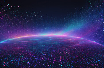 Futuristic Glowing Digital Landscape with Neon Colors. Generative AI.