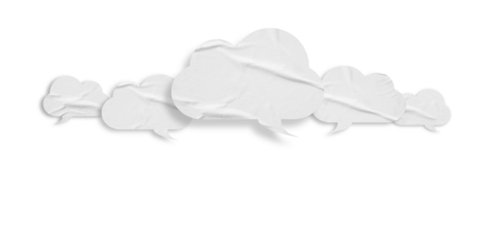 White speech bubble crumpled paper isolated on transparent background