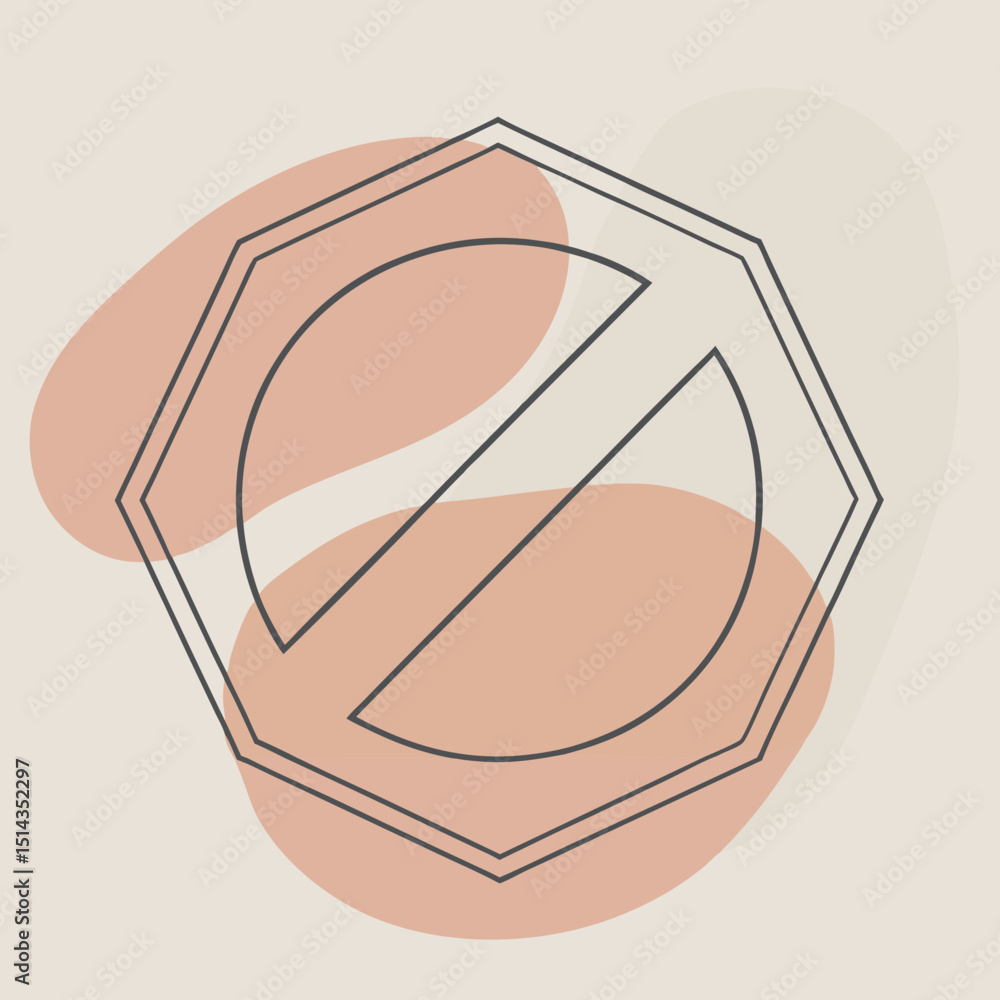 Poster octagon with a diagonal line over abstract shapes art