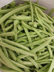 Green bean vegetables. Healthy nutritional raw vegetable food. Chinese green bean vegetables.