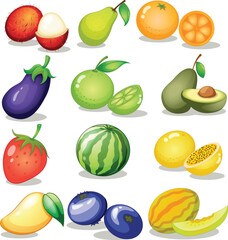 set of fruits and berries