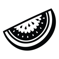 Watermelon silhouette, Watermelon slice vector icon, watermelon slice vector silhouette icon, black and white illustration of food