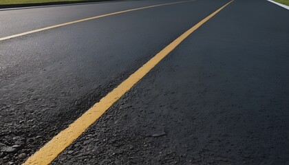 Newly paved road with bright yellow lane markings providing direction and clear visual guidance.