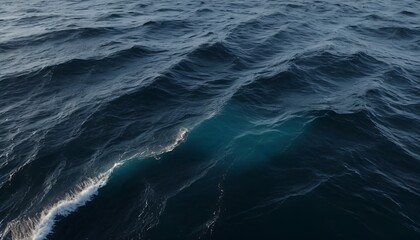 Fototapeta premium Waves create dynamic textures across the sea surface, reflecting light in an abstract pattern.