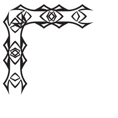 Ornamental Floral Design A classic black and white floral design element featuring elegant, curved leaves and intricate detailing. Perfect for use in decorative borders, logos