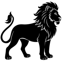 black lion vector illustration silhouette on white background