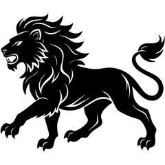 lion vector illustration silhouette on white background