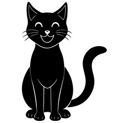 black cat vector illustration silhouette on white background