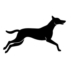Silhouette of a black dog Illustration on white background