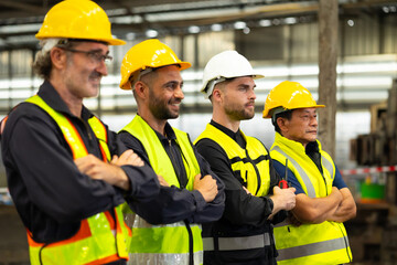 Arms crossed. Professional team working at workplace. Unity and teamwork concept. Portrait engineer...