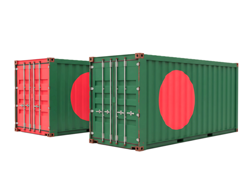 Two bangladesh shipping containers isolated on transparent background - Powered by Adobe