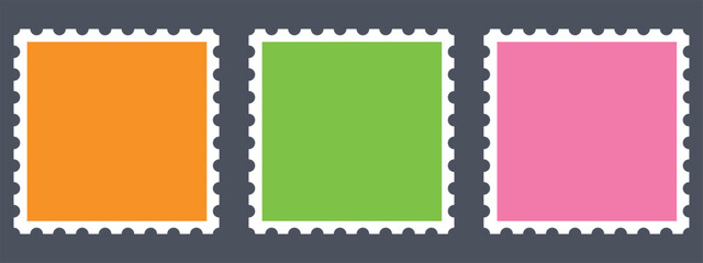 Postage stamp borders set. Color Postage stamp- Stock vector