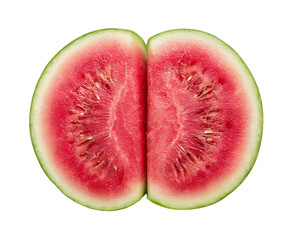 Two Halves of a Ripe Watermelon on Transparent Background, PNG
