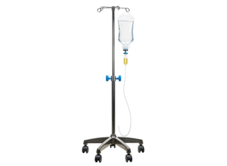 Medical iv drip stand stainless steel isolated on transparent background