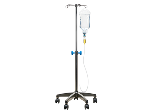 Medical iv drip stand stainless steel isolated on transparent background