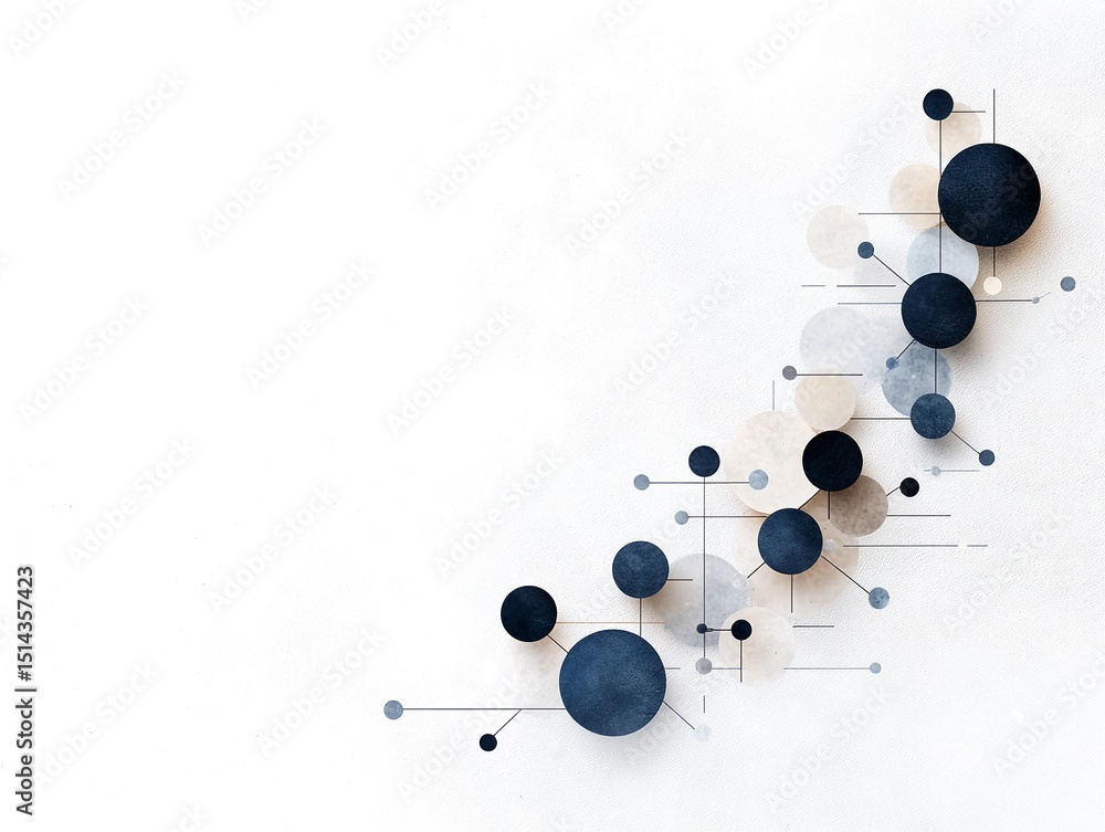 Poster abstract geometric background with connected circles and lines
