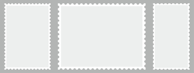Postage stamp set. Clean postage stamp template. Postage icon. 
