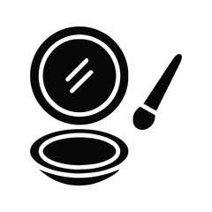 Woman Powder Box and Brush Icon. Vector illustration of woman face Powder Box. Women beauty makeup tools.