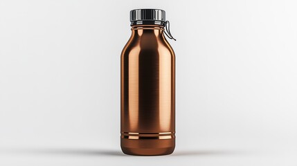 Eco chic A sleek reusable copper water bottle reflecting a sustainable lifestyle with neutral studio