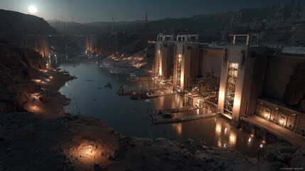 Vibrant cityscape at night with bright lights and glowing skyscrapers creating a lively and dynamic urban atmosphere