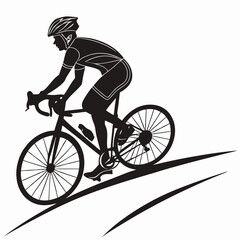 Obraz premium Bicycle Rider On Road Black Silhouette Vector Cl