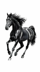 Obraz premium Black Horse in Dynamic Motion Sketch