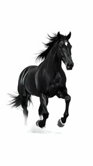 Naklejka premium Black Horse in Dynamic Gallop Sketch