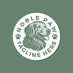 Vintage Pet Badge with Golden Retriever Illustration, Retro Vector Animal Branding

