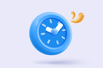3D alarm clock icon with chat notice bubble. New urgency reminder concept for social media element speech. 3d hour announce icon for urgency time vector render illustration