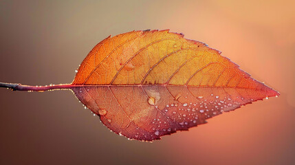 Autumn leaf detail with water drops