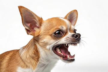 Obraz premium Angry chihuahua growling 2 years old isolated on transparent background