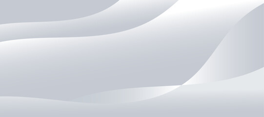 White and grey abstract background with smooth curves wave lines overlay.
