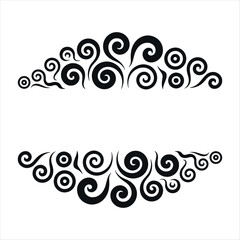 Various types of decorative swirls and spirals vector silhouette set Isolated on white background. vector set