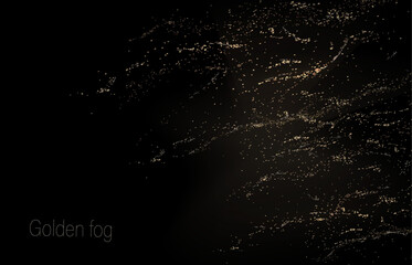 Isolated design component, abstract chaotic tinsel pattern on black background.