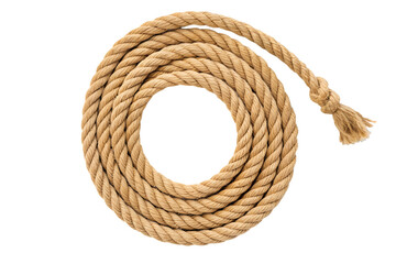 High-Resolution Image of a Coiled Natural Fiber Rope, Perfect for Nautical, Rustic, or Western Themes