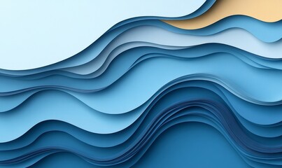 Obraz premium Abstract gradient blue background with paper cut straight line, landing page , banner, presentation, poster in 3d, orgami style, illustration