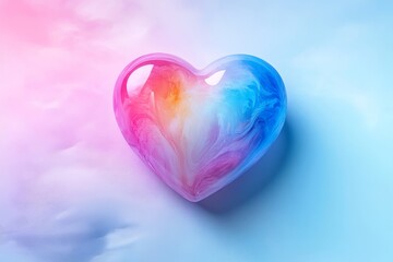 abstract blur gradient heart shape in pastel color, y2k style element for social post, banner, poster, png isolated on white background