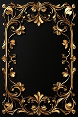 Vintage ornate gold border, decorative frame with 4x6 aspect ratio for card, invitation, wedding, menu, svg cutout isolated