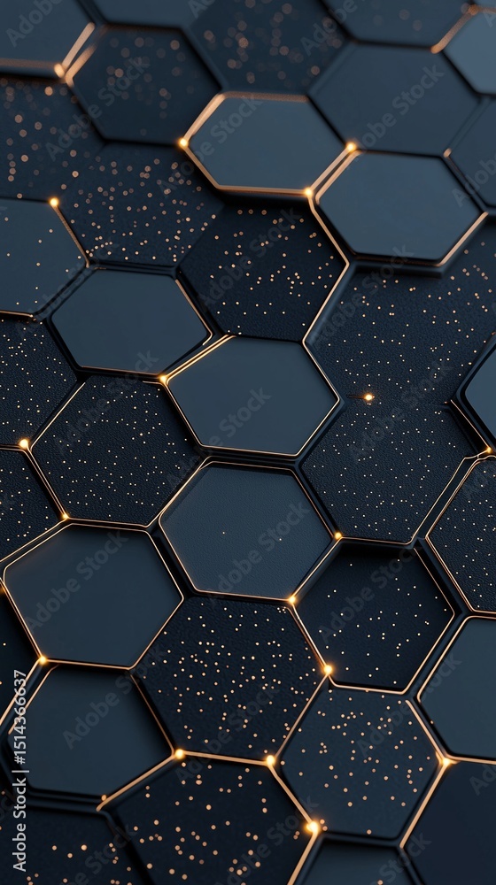 Poster dark grey and gold hexagon pattern abstract background