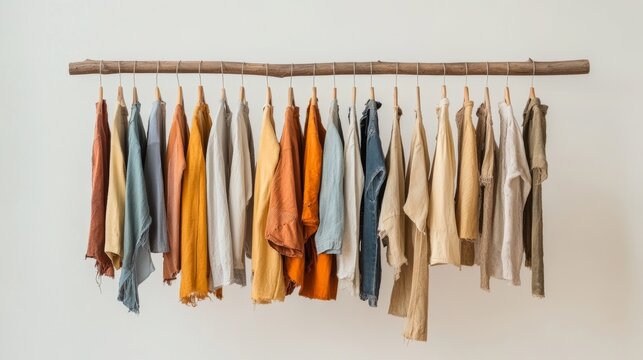 Eco-friendly handcrafted apparel on a minimalist backdrop, showcasing sustainable fashion with promotional space.