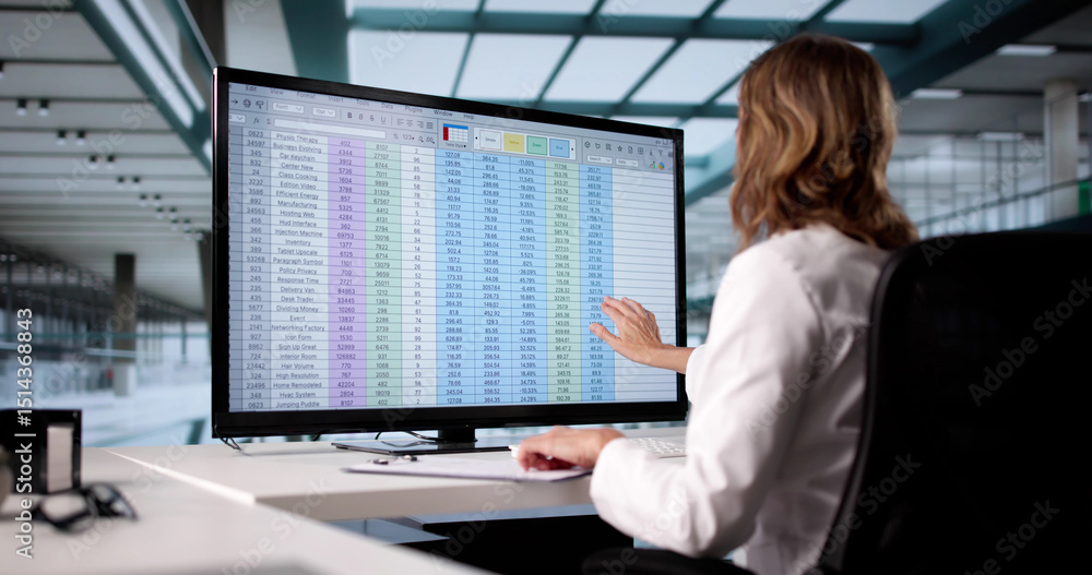 Poster woman using medical coding bill and billing codes spreadsheets