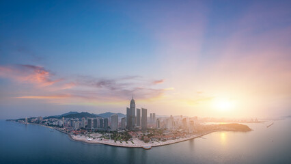 China, Yantai, coastline, city, city skyline, building landscape, building, architecture,...