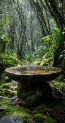 Stone Bowl in a Rain Forest Setting